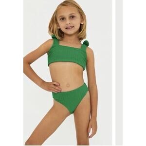 Beach Riot Little Stella Two Piece Swimsuit Jelly Bean Green Terry 5/6 NEW $76